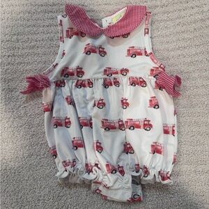Elle Red and White Fire Truck Bodysuit